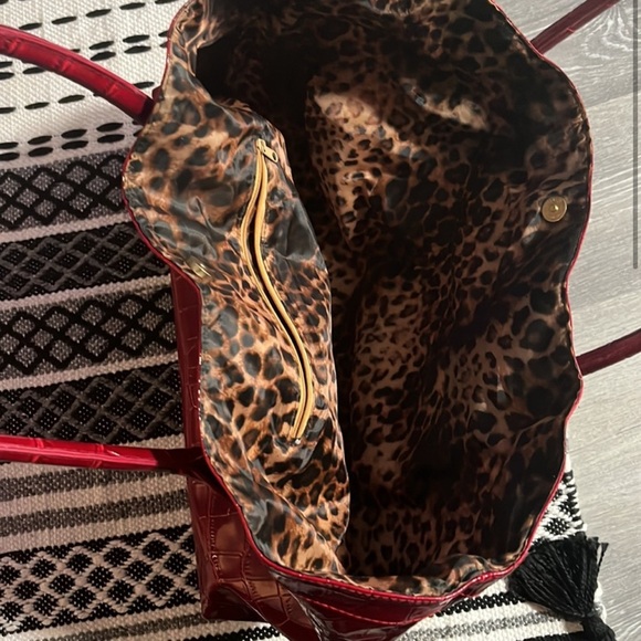 Elizabeth Arden Dark Red Crocodile Skin Large Tote Bag - Picture 2 of 5